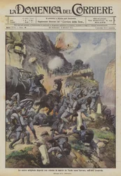 Unsere Artillerie zerstreut eine Kolonne, die von Varda nach Corvara im oberen Cordevole marschiert